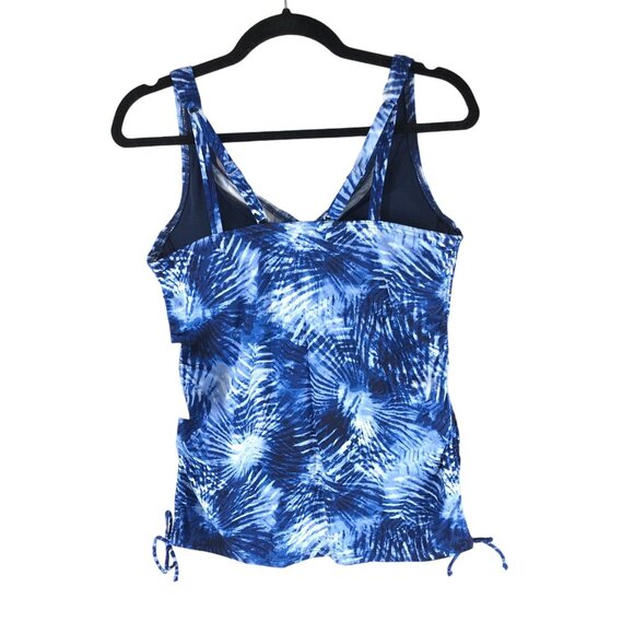 Lands End Chlorine Resistant Adjustable Underwire Tankini Swimsuit Top Blue 6 - Picture 2 of 3